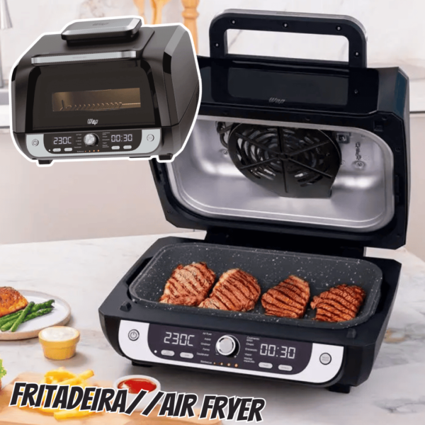 Fritadeira Elétrica sem Óleo/Air Fryer Wap - Barbecue Preto e Cinza com Timer