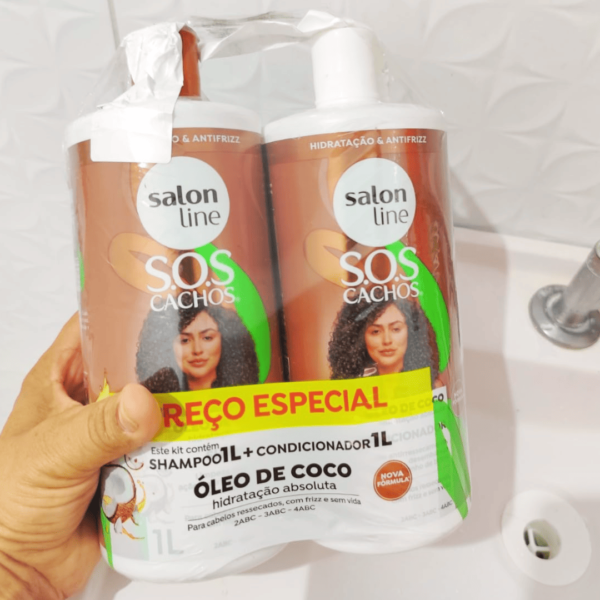 Salon Line, Kit Shampoo e Condicionador, SOS Cachos, Coco, Tratamento Profundo, Vegano - 1 L cada