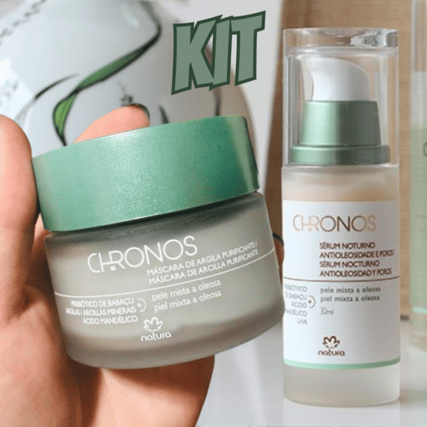 Kit Chronos Máscara de Argila e Sérum Antioleosidade e Poros (2 produtos)