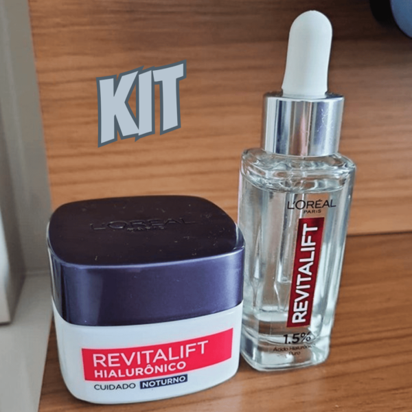 Kit Sérum Preenchedor Facial Anti-idade 30ml + Creme Facial Anti-Idade L'Oréal Paris Revitalift Hialurônico 49g