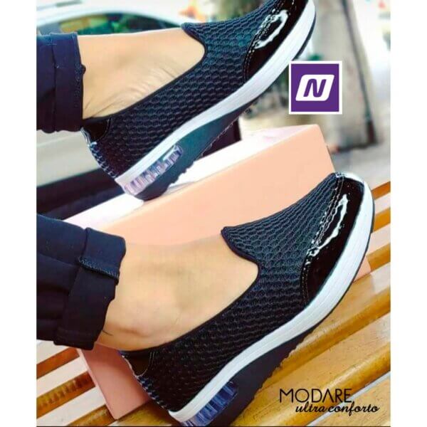 Slip On MODARE Tela Sport Feminino, Preto , Azul