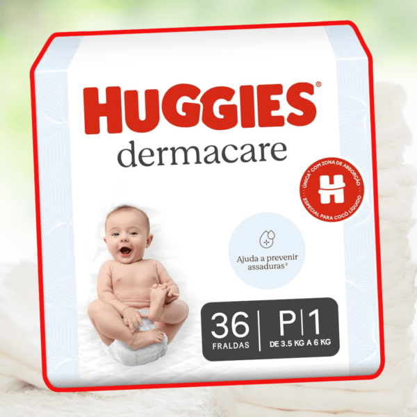 Fralda Huggies Dermacare Tamanho P - 36 Fraldas Descartáveis com Tecnologia Avançada para Pele Sensível