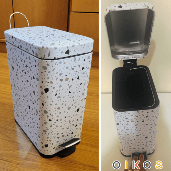 Oikos - Lixeira Retangular 5L de Metal com Pedal Granilite
