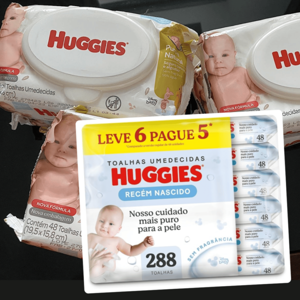 Kit Lenços Umedecidos Huggies Recém Nascido - 6 Unidades