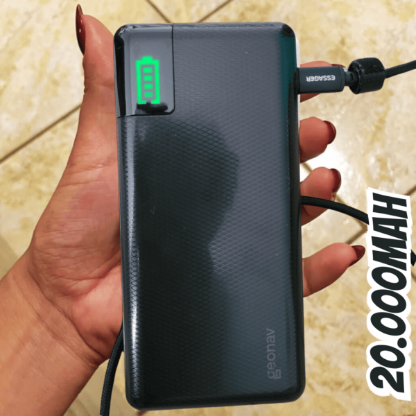 Geonav Power Bank, Carregador Portátil Universal 20.000mAh, 2 saídas USB QC 3.0