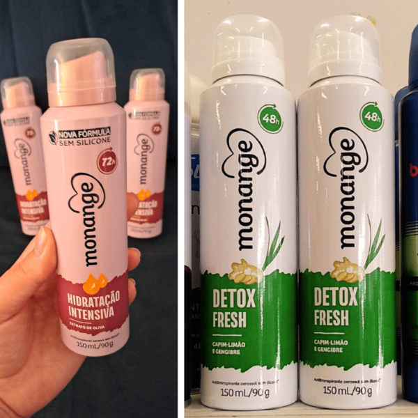 Monange Desodorante Aerossol Hidratação Intensiva ou Detox Fresh 150Ml (90G)