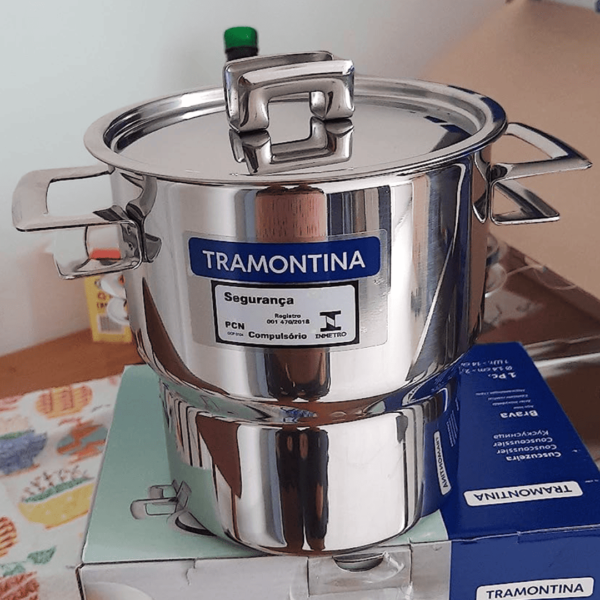 Cuscuzeira Tramontina Brava Em Aço Inox Com Alças E Tampa 14 Cm 2, 1 L Tramontina Inox