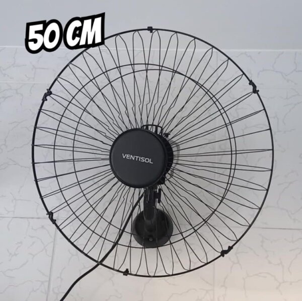 Ventisol Ventilador de Parede Oscilante, 3 Pás Premium, Preto, 50cm, Bivolt