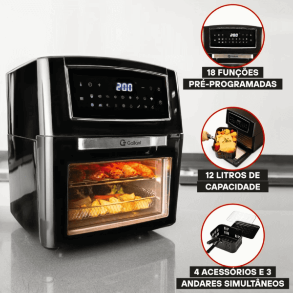 Fritadeira Air Fryer Oven Gallant GFE12 Super Family Sem Óleo 12L 1500W