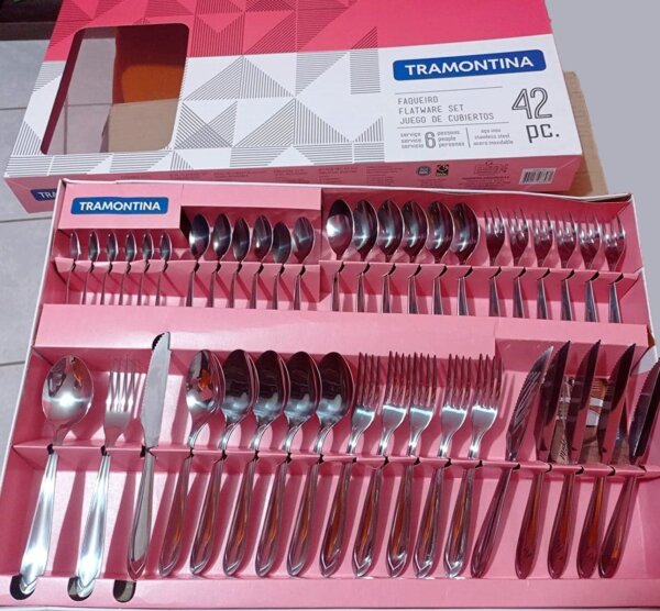 Faqueiro Aço Inox com Faca para Churrasco com 42 Peças Tramontina Laguna