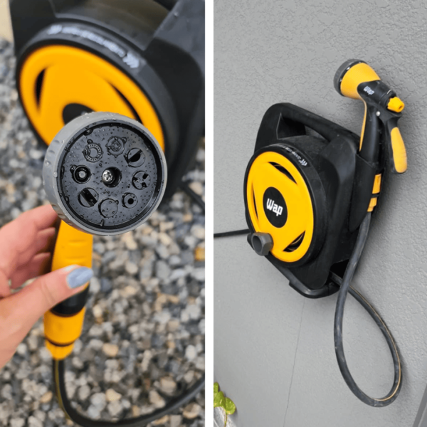 WAP Mangueira para Jardim com Enrolador e Esguicho Multiplo GMEEM01, 12 Metros, Engates Rápido 1/2"