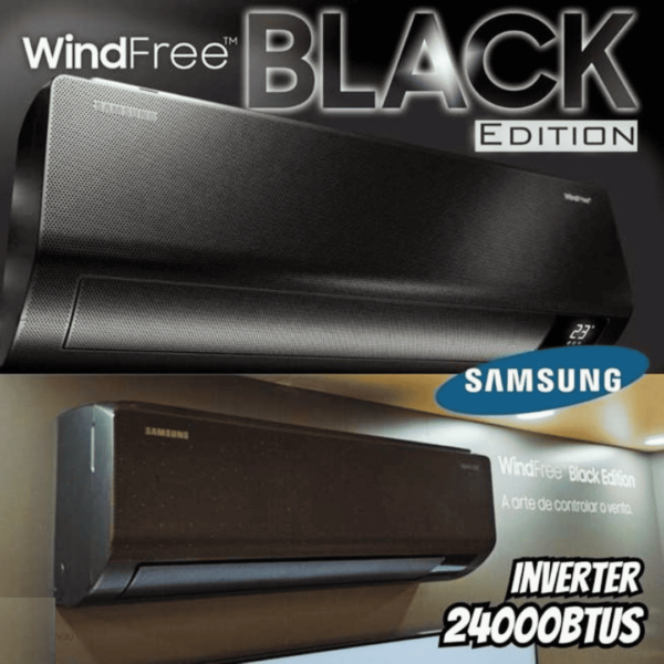 Ar-condicionado Split Inverter Samsung WindFree Black Edition Sem Vento 24.000 BTUs Quente e Frio AR24CSECABTNAZ 220V