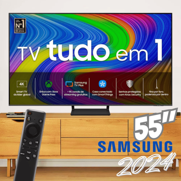 Smart TV 55 Polegadas Samsung QLED 4K 2024, com Alexa Built In e Som em Movimento Virtual