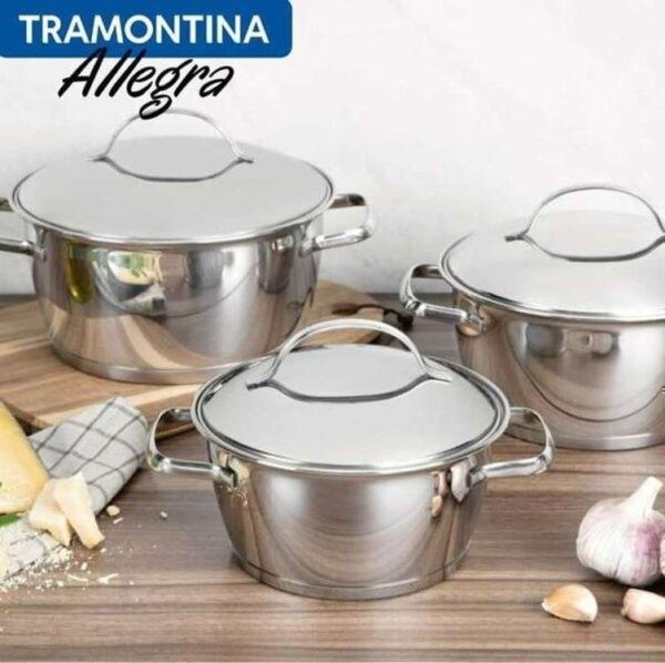 Jogo de Panelas com Fundo Triplo 3 Peça, Tramontina, 65660220, Inox