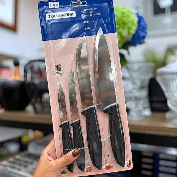 Tramontina JOGO FACAS INOX 4PC PLENUS PRE, Preto