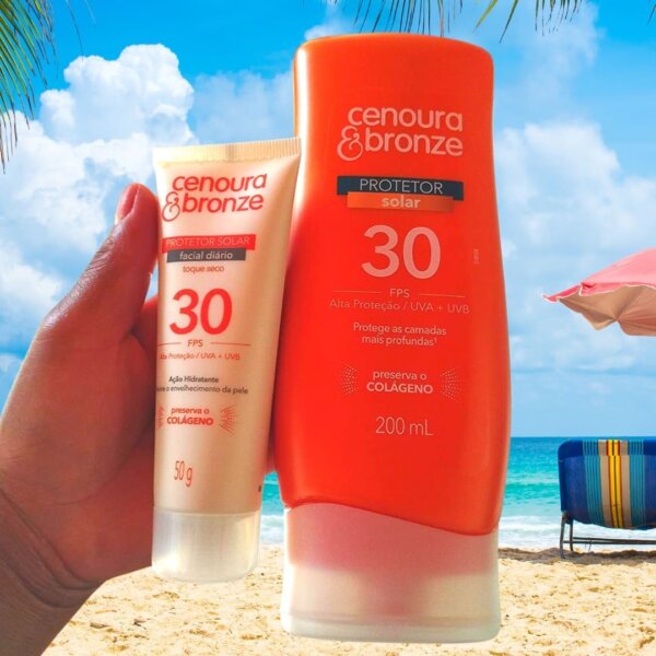 Cenoura e Bronze Kit Protetor Solar Corpo FPS 30 200ml + Facial FPS 30 50g