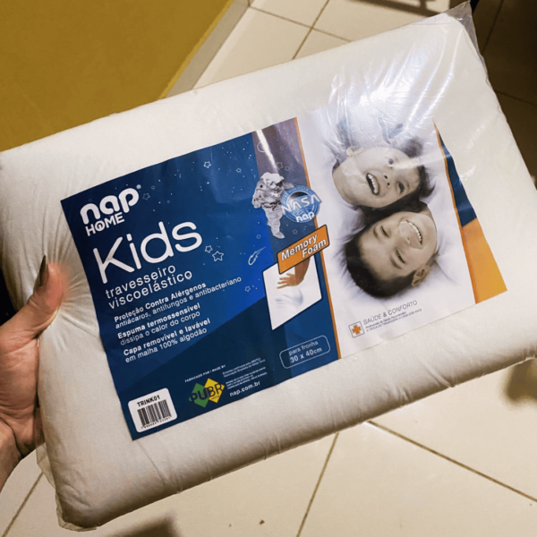 Travesseiro Nasa Kids Viscoelástico D28 - Antiácaro - Branco - capa 100% algodão - Nap