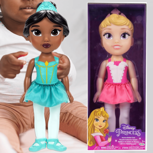 Boneca Bailarina Princesas Disney Jasmine ou Aurora 38cm Multikids