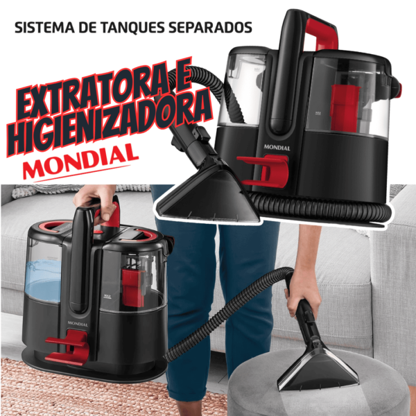Extratora E Higienizadora Portátil Deep Cleaner I EXP-01-R 1650W Preto E Vermelho Mondial