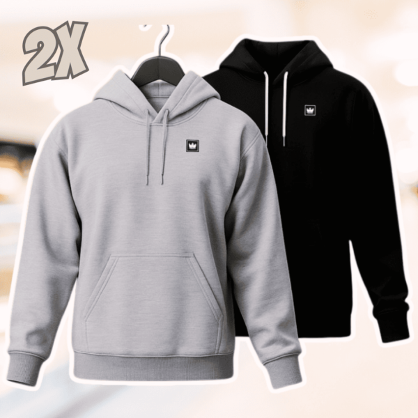 Kit 2 Blusa de Moletom Canguru com Capuz Confortável Estilo Casual Siri - Preto+Cinza
