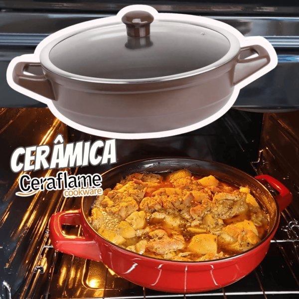 Panela em Cerâmica Buffet Duo 28cm 2,5L Ceraflame Cookware - Chocolate