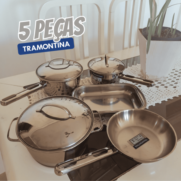 Jogo de Panelas em Aço Inox 5 peças Allegra Tramontina