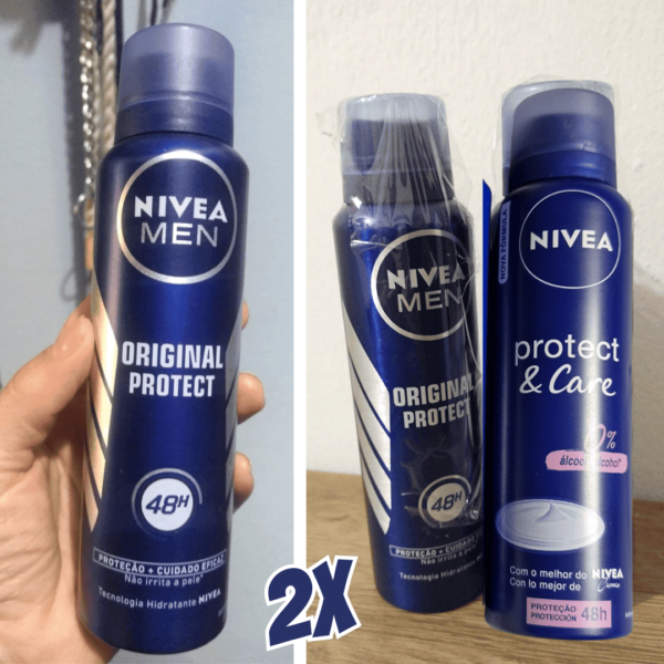 KIT NIVEA Desodorantes Antitranspirante Aerosol Nivea Men Original Protect 48h 150ml - 2 unidades