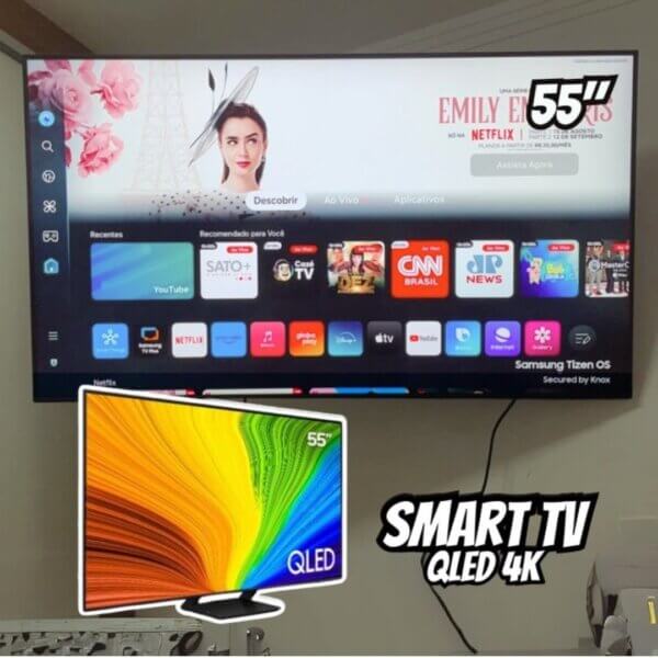 Smart TV Samsung QLED 4K 55" Polegadas 55Q70D 2024, Processador com AI, Gaming Hub, Alexa built in e Wi-Fi