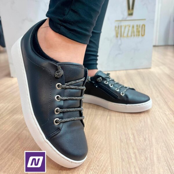 Tênis VIZZANO Tira Pronta Strass Feminino (preto) - (34 ao 39)