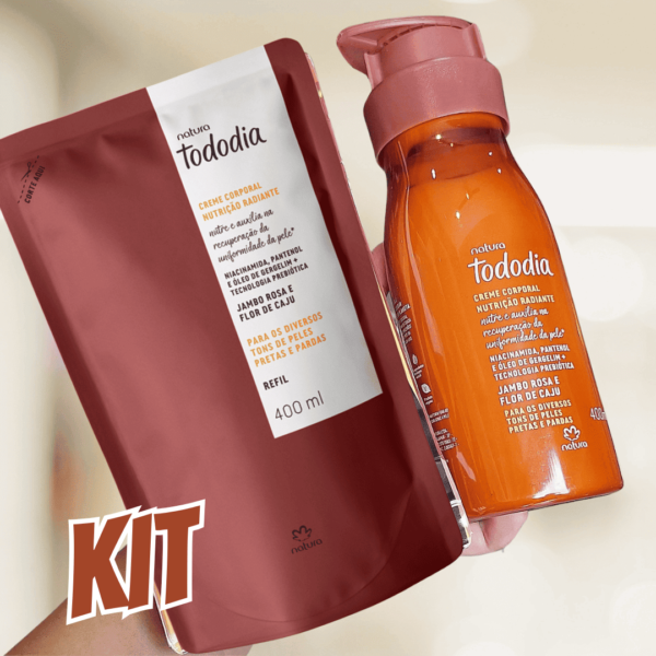 Kit Creme Nutrição Radiante Tododia Jambo Rosa e Flor de Caju com Refil 2 un de 400 ml