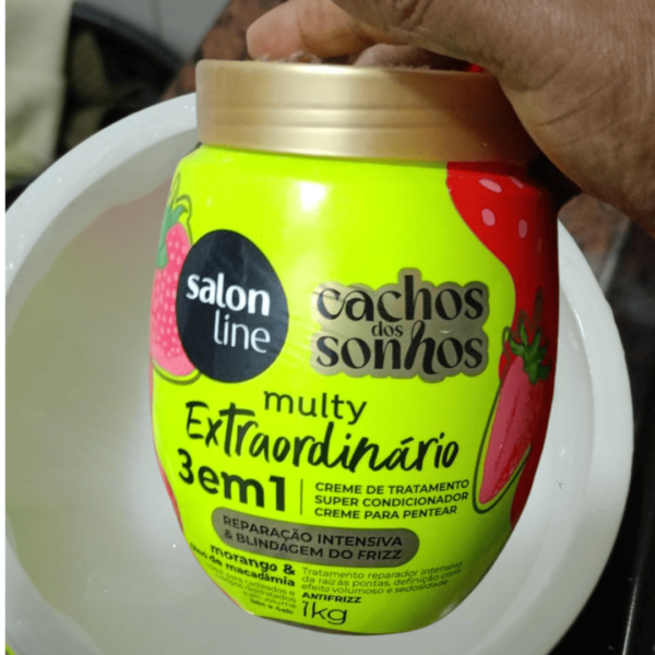 Salon Line, Creme de Tratamento 3 em 1, Multy Extraordinário ,Vegano - Para Cabelos Cacheados e Crespos, 1kg