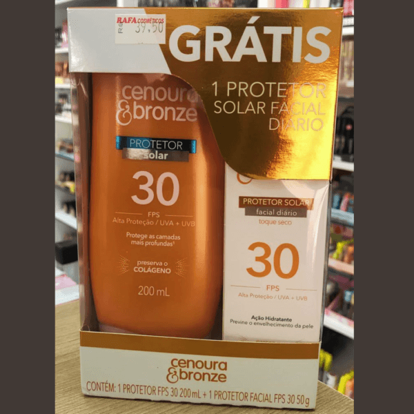 Cenoura e Bronze Kit Protetor Solar Corpo FPS 30 200ml + Facial FPS 30 50g