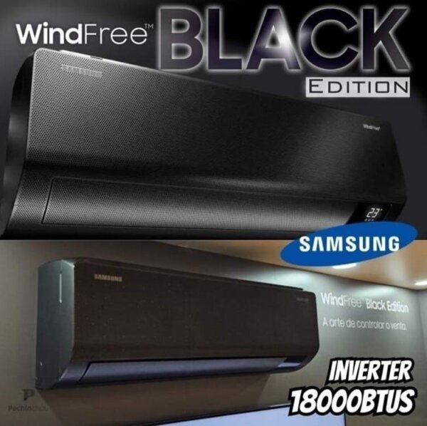 Ar-condicionado Split Inverter Samsung WindFree Black Edition Sem Vento 18.000 BTUs Quente e Frio AR18CSECABTNAZ 220V