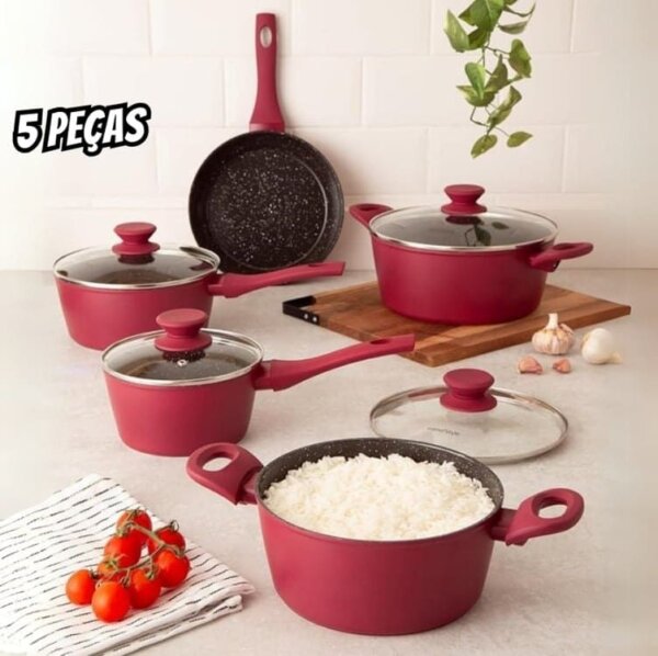 Conjunto De Panelas Rubi 5 Peças Indução Cerâmica Mimo Style