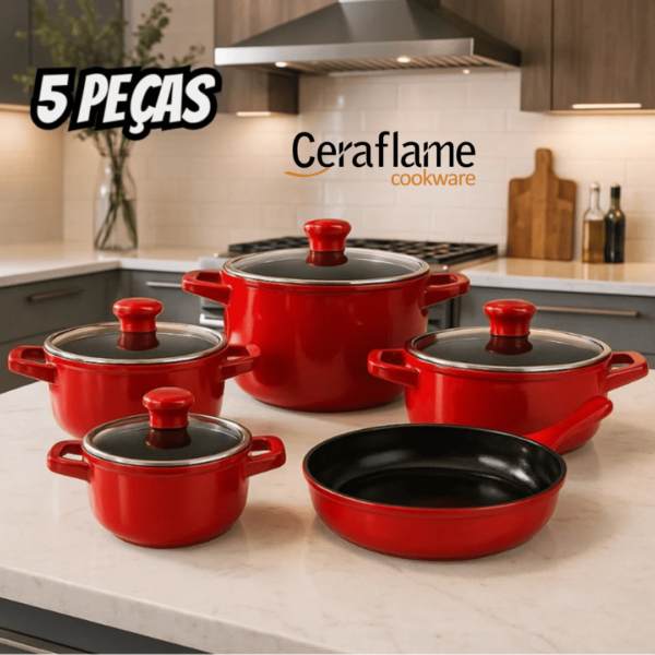 Conjunto Panelas Cerâmica Duo Smart 5 Pçs Pomodoro Ceraflame