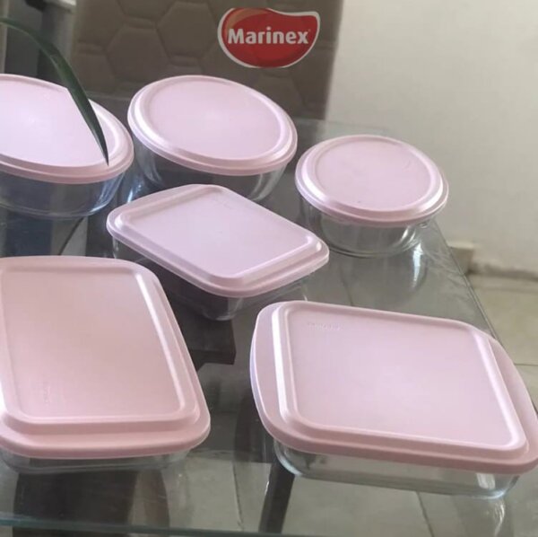 Conjunto Assadeiras 6 Peças com Tampa Cor Rosa - Marinex