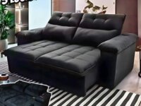 Sofá Retrátil Reclinável King House Verona 2,00m Velut Cinza C/ Molas