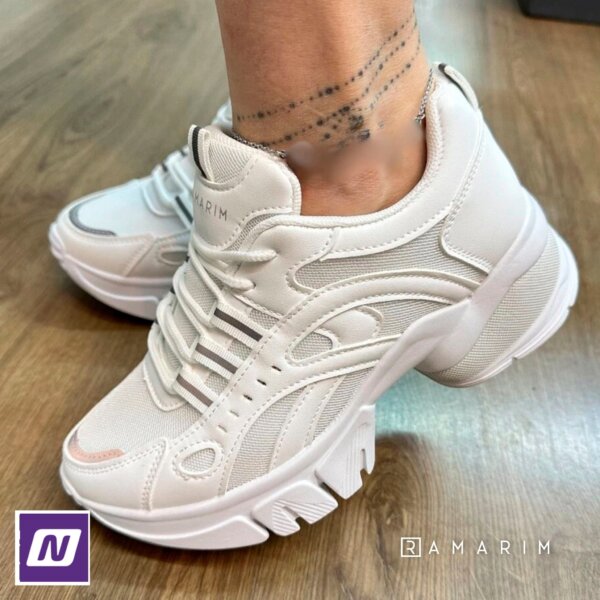 Tênis Ramarim Chuncky Feminino - Branco+Cinza - (34 ao 39)