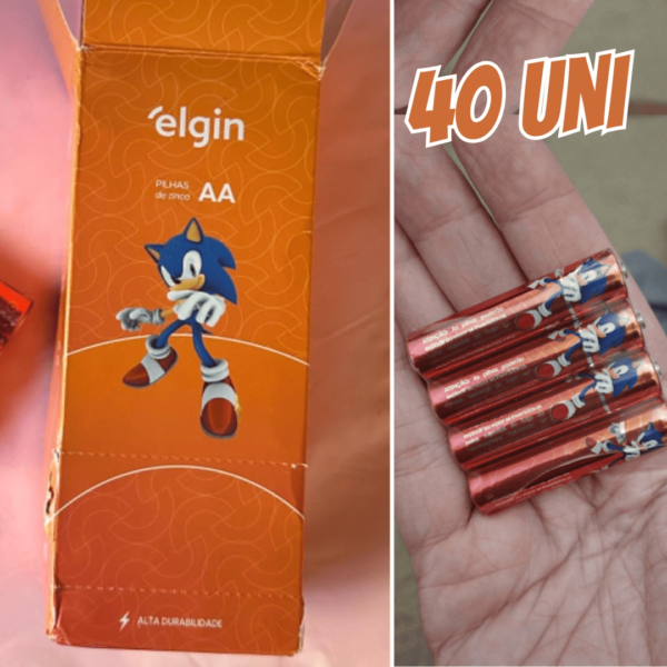  Caixa de Pilha AA com 40 unidades Elgin Palito - Tubo, Zinco