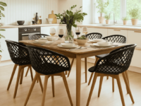 Kit 6 Cadeiras Eames Design Wood Web Preta La Mobilia