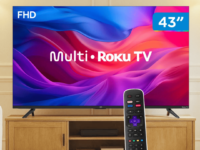 Smart TV 43" Multi Full HD DLED TL056M Roku TV Quad-core Alexa Google Assistente e Siri 1 HDMI