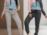 Conjunto Feminino De Moletom Flanelado Com Capuz E Cordão