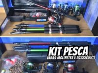Pescamping Kit Pesca Completo 4 Varas Fibra De Vidro E 4 Molinetes Leve Com Linha