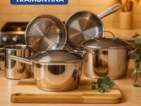 Jogo de Panelas Tramontina Allegra em Aço Inox com Fundo Triplo 5 Peças
