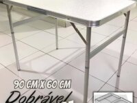 Palisad Mesa Alumínio Para Pescaria Acampamento Camping 90x60 cm vira maleta cor branco Pés Dobrável