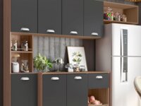 Armario Cozinha Suspensa 7 Portas e 1 Gaveta Mila Carvalho/grafite