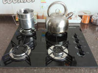 Cooktop 4 bocas Chamalux ultra chama Bivolt Trempe de Chapa Preto