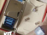 Relógio Feminino Champion Espelhado Digital Colar E Brincos Cor da correia Prata 2