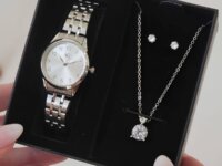 Kit Relógio Colar Brincos Prata Feminino Saint Germain 28 Mm Prateado Prateado Prateado