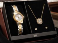 Kit Relógio Dumont Feminino Lady Bicolor - Du2035moq/k4k Bisel Dourado Fundo Prata